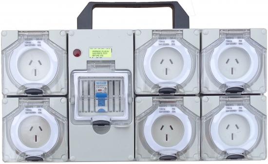 Industrial Power boards -  240V Supply, 16 Amp RCBO protected with 6 outlets.